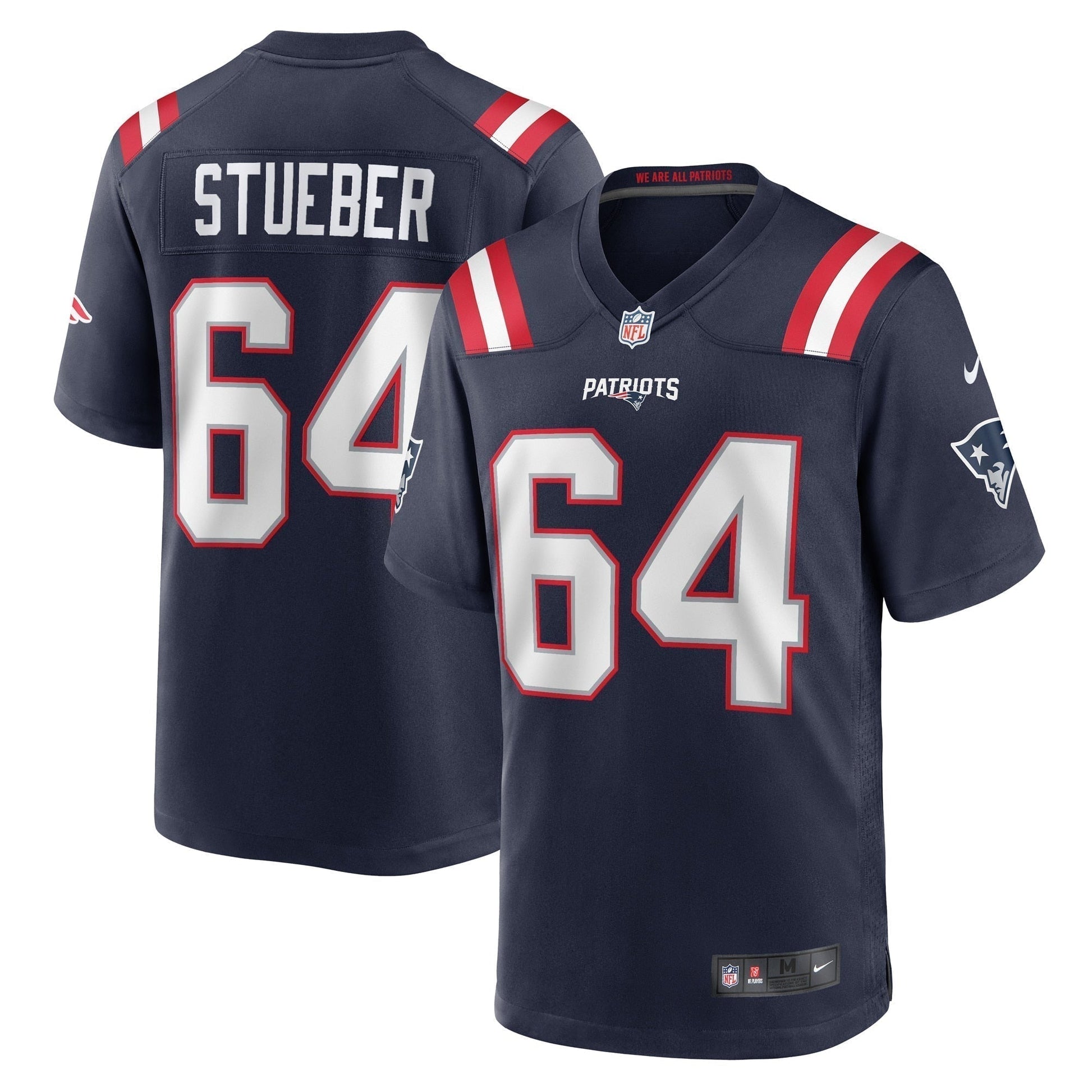 Andrew Stueber New England Patriots Game Jersey - Navy football jersey product view 1