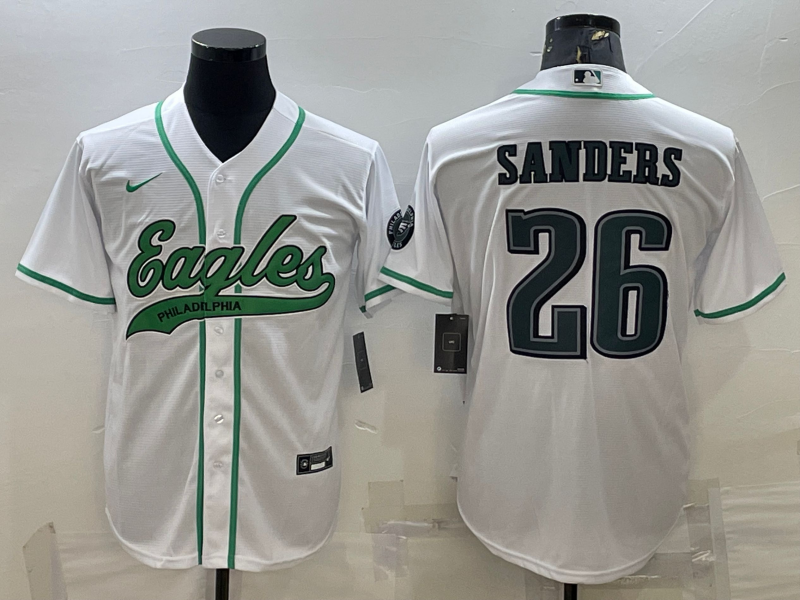 Men's Philadelphia Eagles Miles Sanders White Game Jersey Joint Edition football jersey product view 1