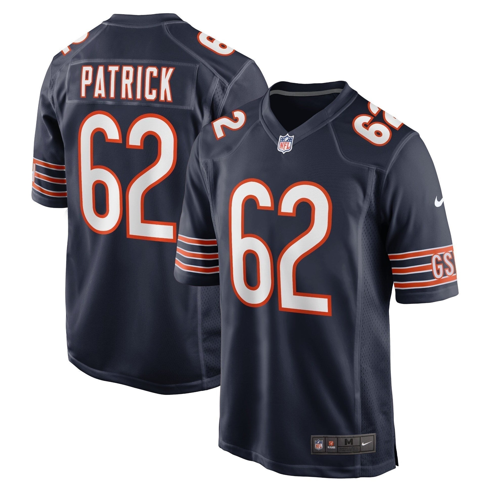 Lucas Patrick Chicago Bears Game Jersey - Navy football jersey product view 1