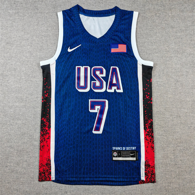 Men's 2024 USA Dream Team Kevin Durant #7 Navy Authentic Player Jersey basketball jersey product view 1