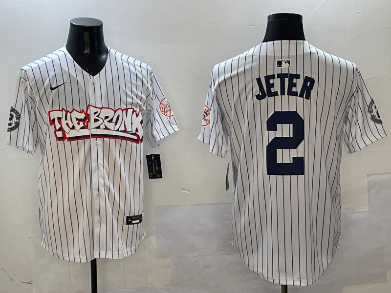 Men's New York Yankees Derek Jeter White Limited Player Jersey baseball jersey product view 1