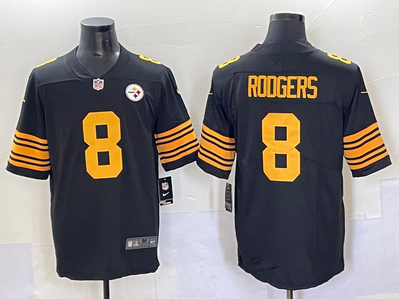 Men's Pittsburgh Steelers Aaron Rodgers #8 Black Alternate Game Jersey football jersey product view 1