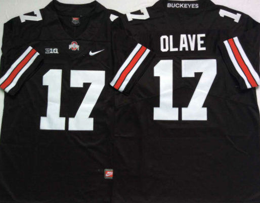 Men's Ohio State Buckeyes Chris Olave Black Player Game Jersey sports jersey product view 1