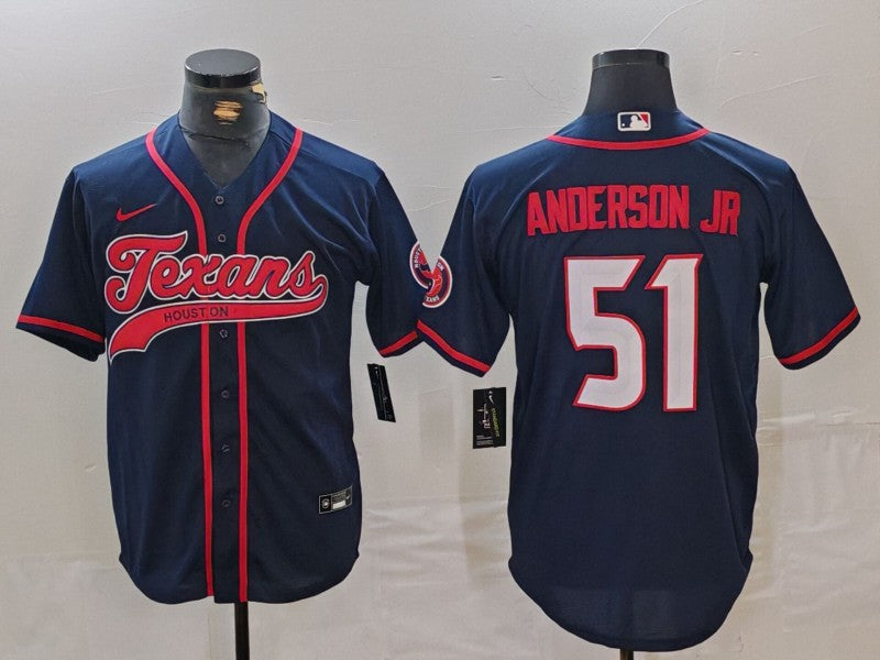 Men's Houston Texans Will Anderson Jr. Navy Player Jersey football jersey product view 1