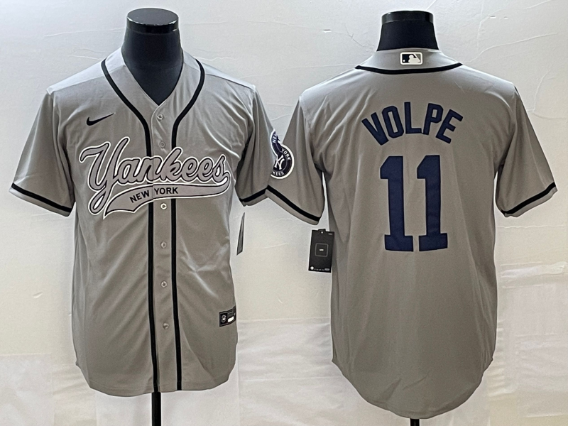 Men's New York Yankees Anthony Volpe #11 Gray Player Jersey1 Joint Edition baseball jersey product view 1