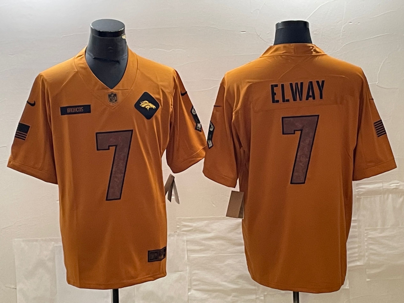 Men's Denver Broncos John Elway #7 Brown 2023 Salute To Service Retired Player Limited Jersey1 football jersey product view 1