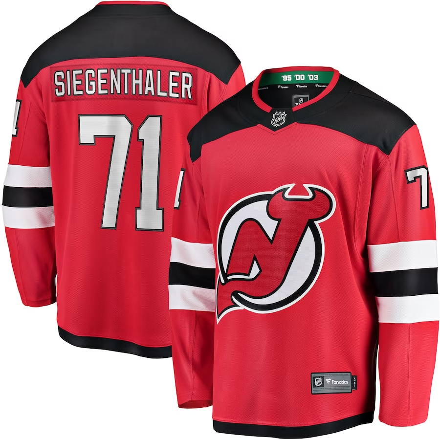 Men's New Jersey1 Devils Jonas Siegenthaler #71 Red Player Game Jersey1 sports jersey product view 1