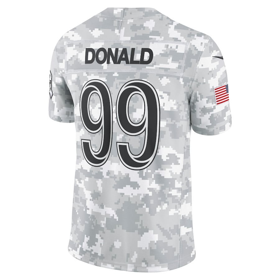 Aaron Donald 99 Los Angeles Rams 2024 Salute to Service Retired Player Limited Men Jersey - Arctic Camo football jersey product view 3