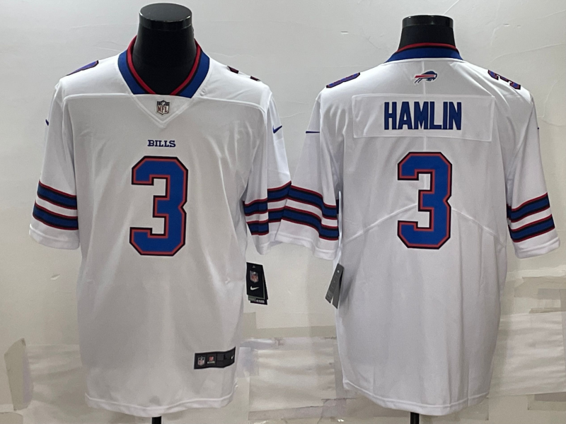 Men's Buffalo Bills Damar Hamlin #3 White Game Jersey1 football jersey product view 1