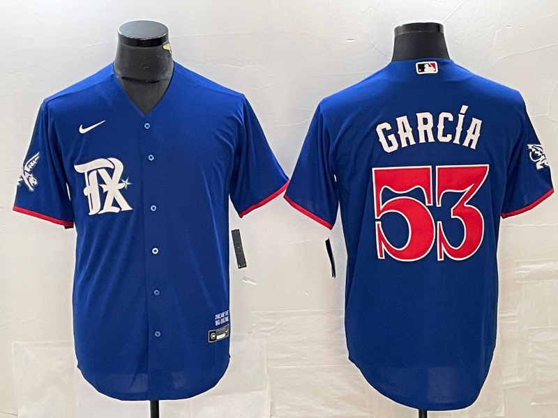 Men's Texas Rangers Adolis Garcia #53 Royal Replica Player Jersey1 baseball jersey product view 1