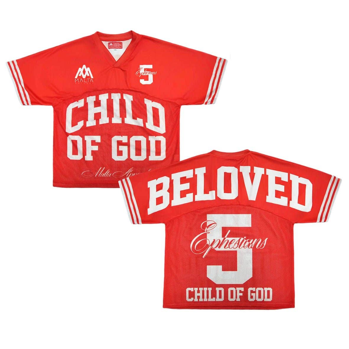 Beloved Child of God Jersey - Red (Oversized) Unisex T-shirt, Sweatshirt, Hoodie, Long Sleeve Tee - T-Shirt, Sweatshirt, Hoodie