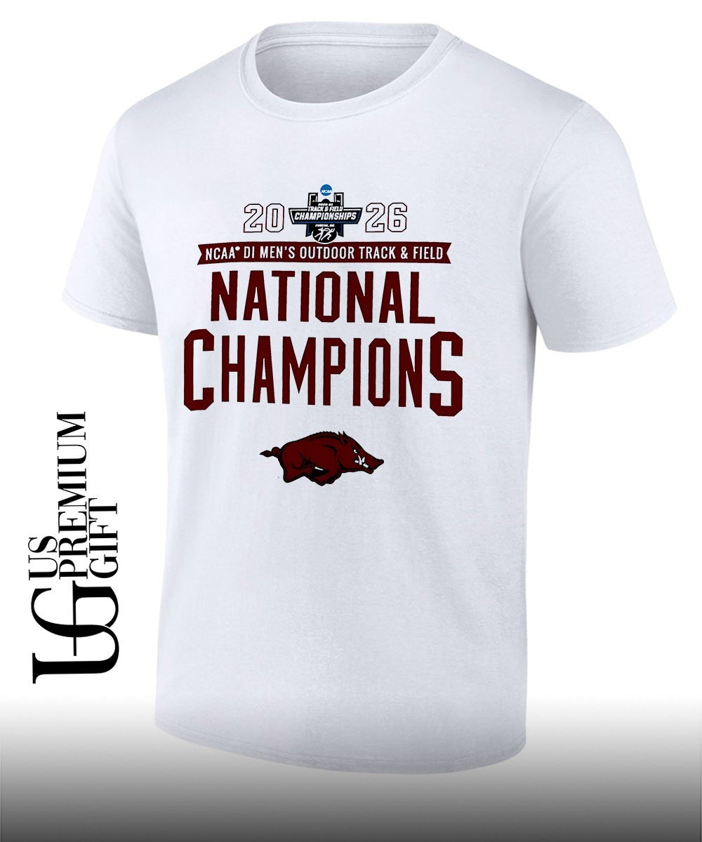 Arkansas Razorbacks 2026 NCAA Mens Outdoor Track & Field National Champions T-shirt Unisex T-shirt, Sweatshirt, Hoodie, Long Sleeve Tee - T-Shirt, Sweatshirt, Hoodie