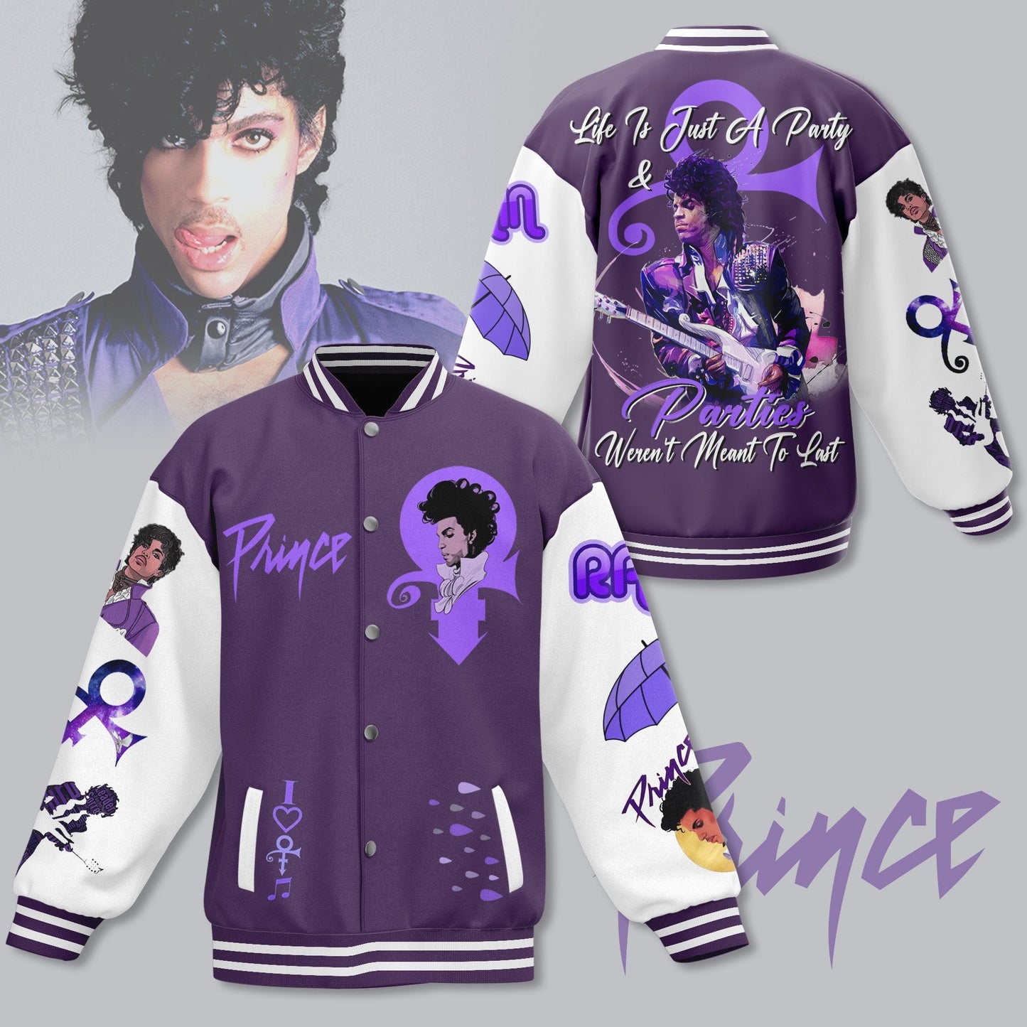 Prince Life was just a party Baseball Jacket Unisex T-shirt, Sweatshirt, Hoodie, Long Sleeve Tee - T-Shirt, Sweatshirt, Hoodie