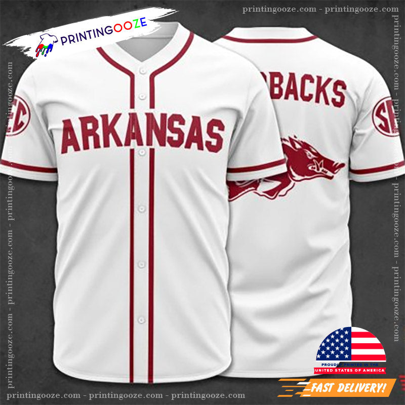 Arkansas Razorbacks Team White And Red Baseball Jersey Unisex T-shirt, Sweatshirt, Hoodie, Long Sleeve Tee - T-Shirt, Sweatshirt, Hoodie