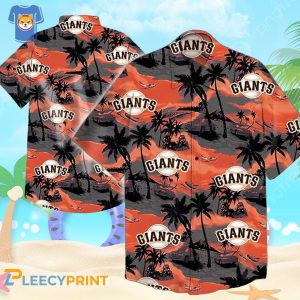 SF Giants Short Palm Leaves Sleeve Button Up Tropical Hawaiian Shirt Unisex T-shirt, Sweatshirt, Hoodie, Long Sleeve Tee - T-Shirt, Sweatshirt, Hoodie