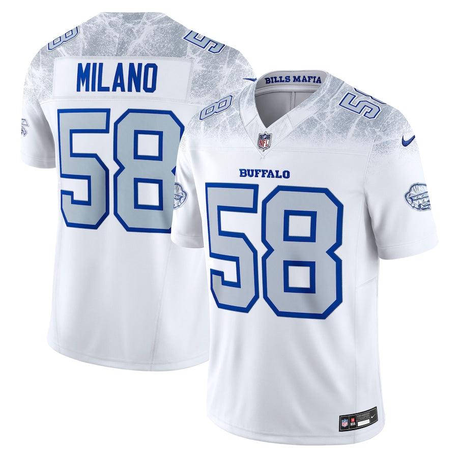 Men's Buffalo Bills Matt Milano White 2025 Rivalries Collection F.U.S.E. VaporLimited Stitched Jersey football jersey product view 1