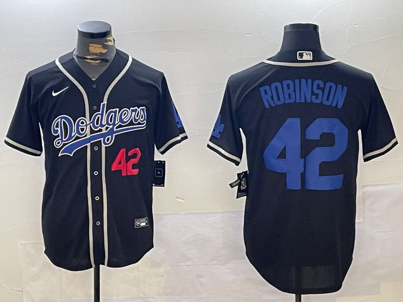 Men's Los Angeles Dodgers Jackie Robinson #42 Black Player Game Jersey baseball jersey product view 1
