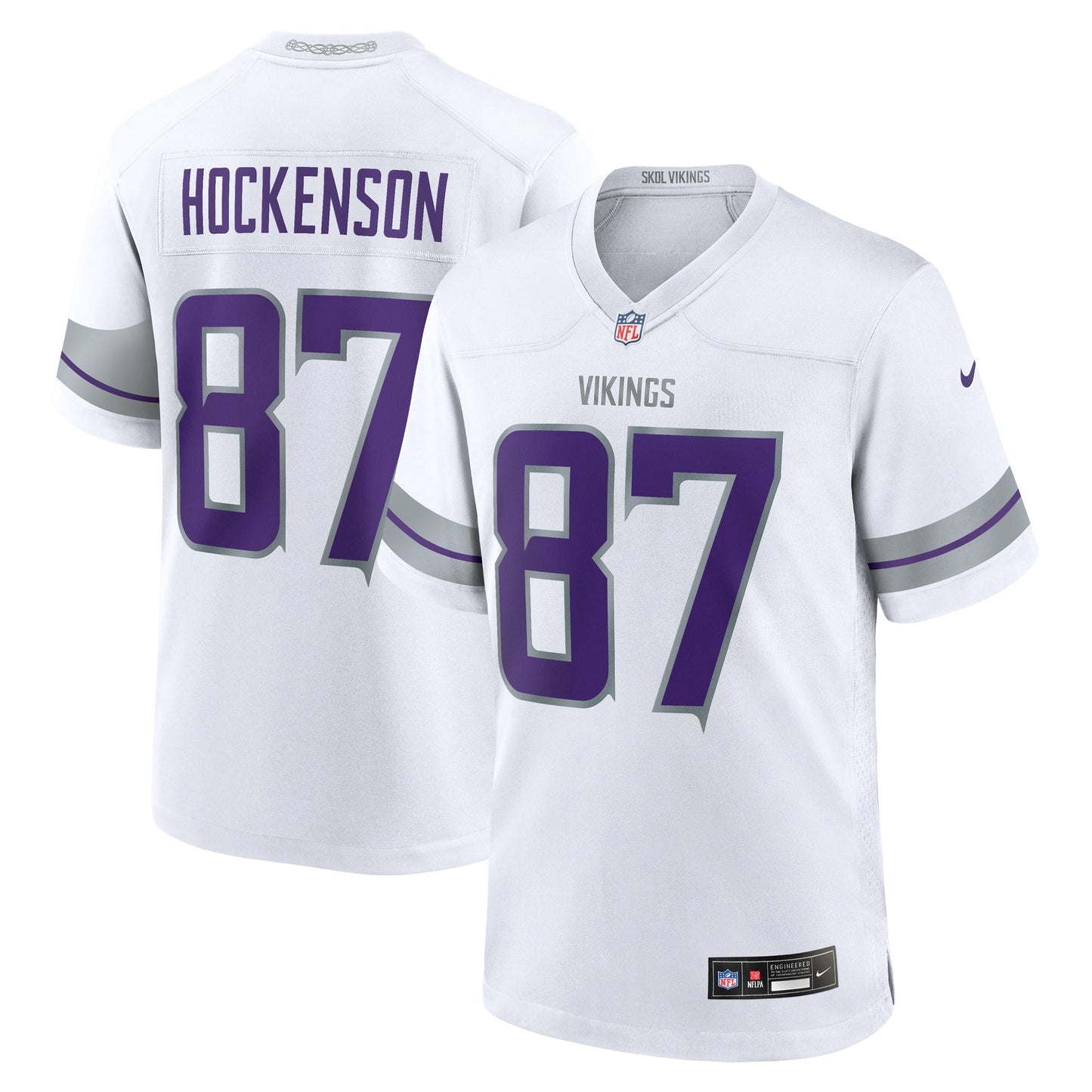 T.J. Hockenson Minnesota Vikings Alternate Game Jersey - White football jersey product view 1