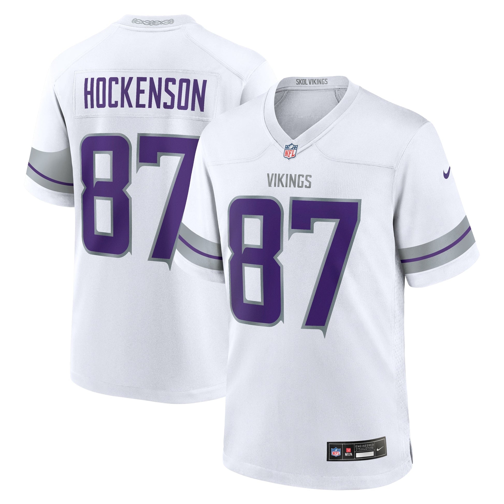 T.J. Hockenson Minnesota Vikings Alternate Game Jersey - White football jersey product view 1