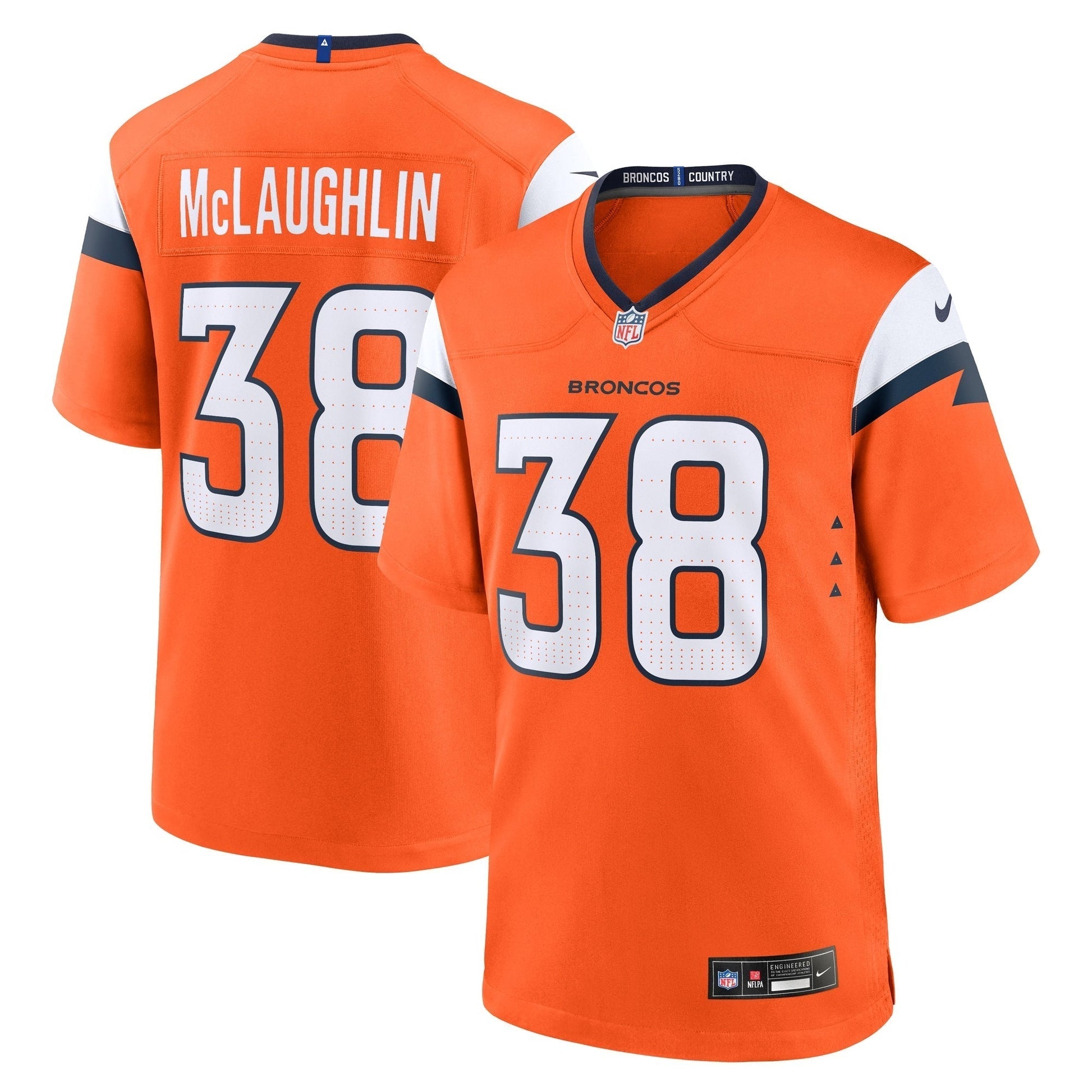 Jaleel McLaughlin Denver Broncos Team Game Jersey - Orange football jersey product view 1