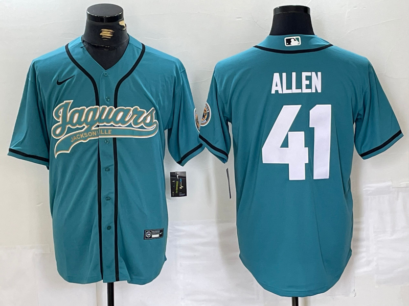 Men's Jacksonville Jaguars Josh Hines-Allen #41 Teal Game Jersey1 football jersey product view 1