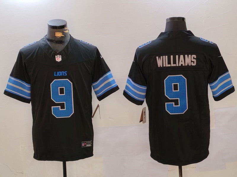 Men's Detroit Lions Jameson Williams #9 Black Player Game Jersey1 football jersey product view 1