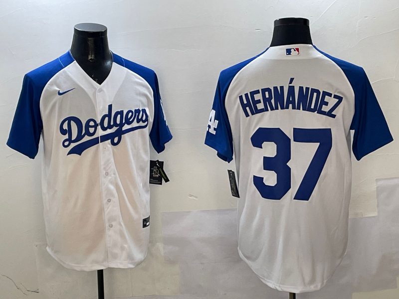 Men's Los Angeles Dodgers Teoscar Hernandez #37 White Player Jersey baseball jersey product view 1
