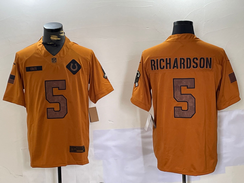 Men's Indianapolis Colts Anthony Richardson #5 Brown Salute To Service Limited Jersey1 football jersey product view 1
