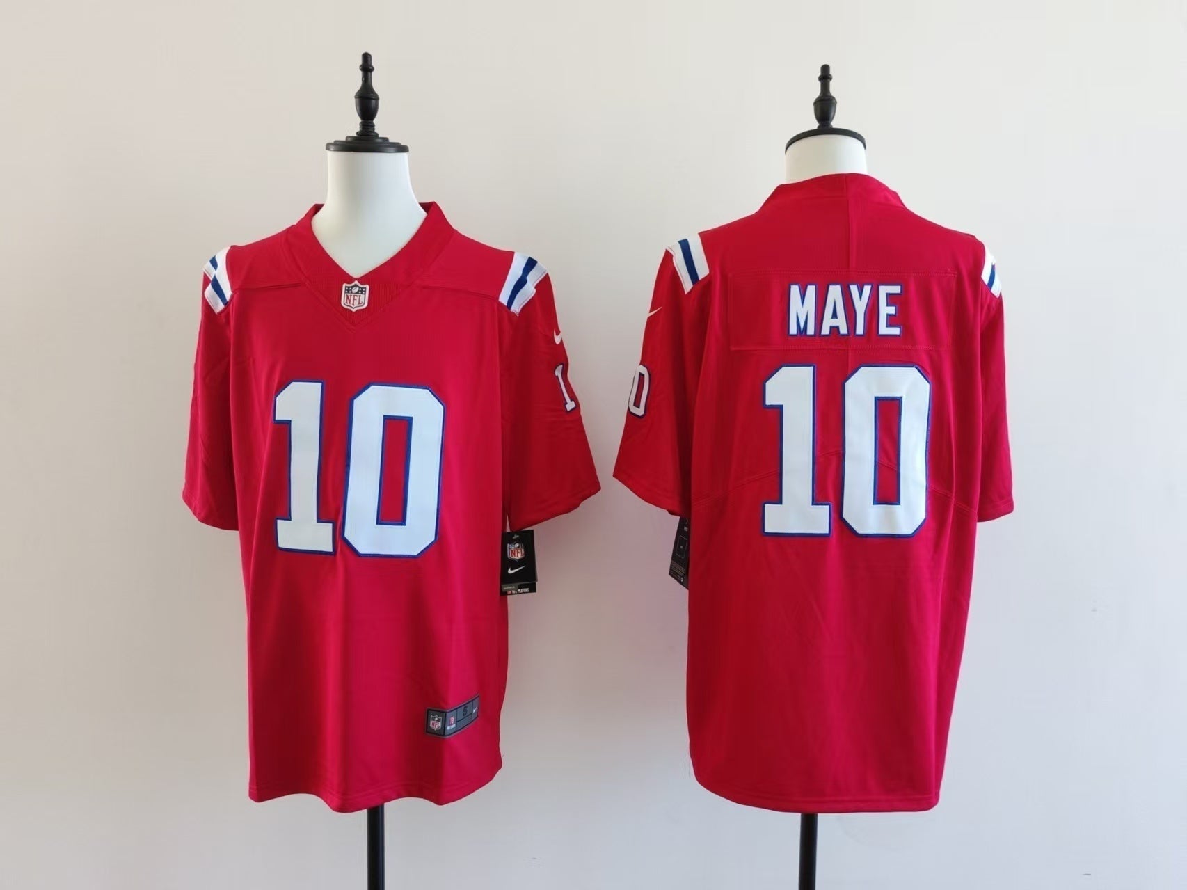 Men's New England Patriots Drake Maye Jersey-Red football jersey product view 1
