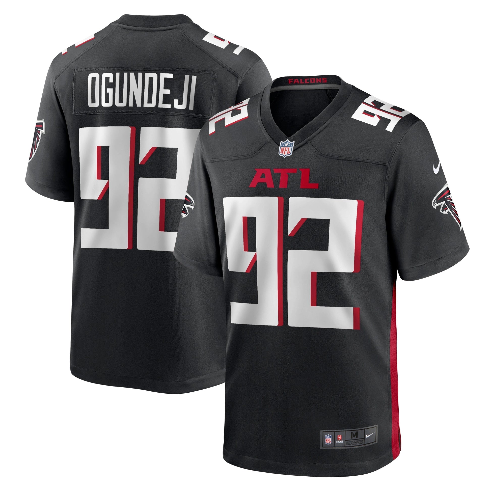Adetokunbo Ogundeji Atlanta Falcons Game Jersey - Black football jersey product view 1