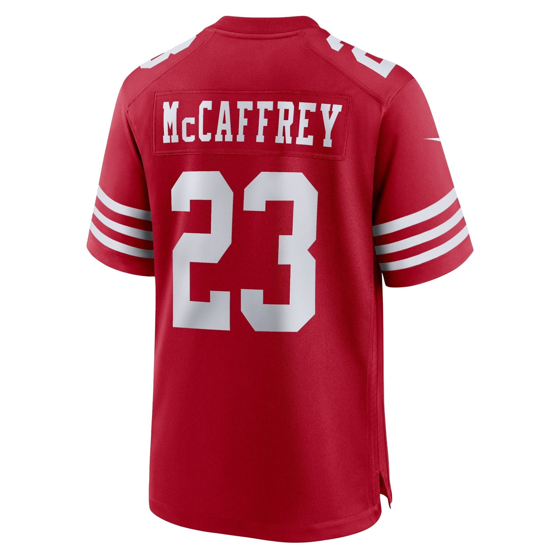 Christian McCaffrey San Francisco 49ers Game Jersey - Scarlet football jersey product view 3