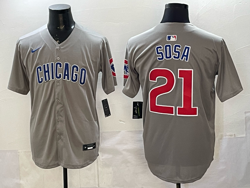Men's Chicago Cubs Sammy Sosa #21 Gray Limited Player Jersey baseball jersey product view 1