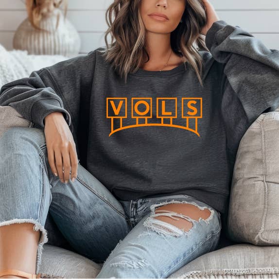 Vols Stadium Billboard, Heather Gray Crew Fleece Sweatshirt Unisex T-shirt, Sweatshirt, Hoodie, Long Sleeve Tee - T-Shirt, Sweatshirt, Hoodie