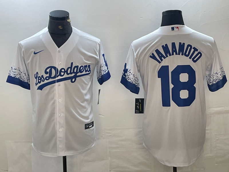 Men's Los Angeles Dodgers Yoshinobu Yamamoto White Replica Player Jersey baseball jersey product view 1
