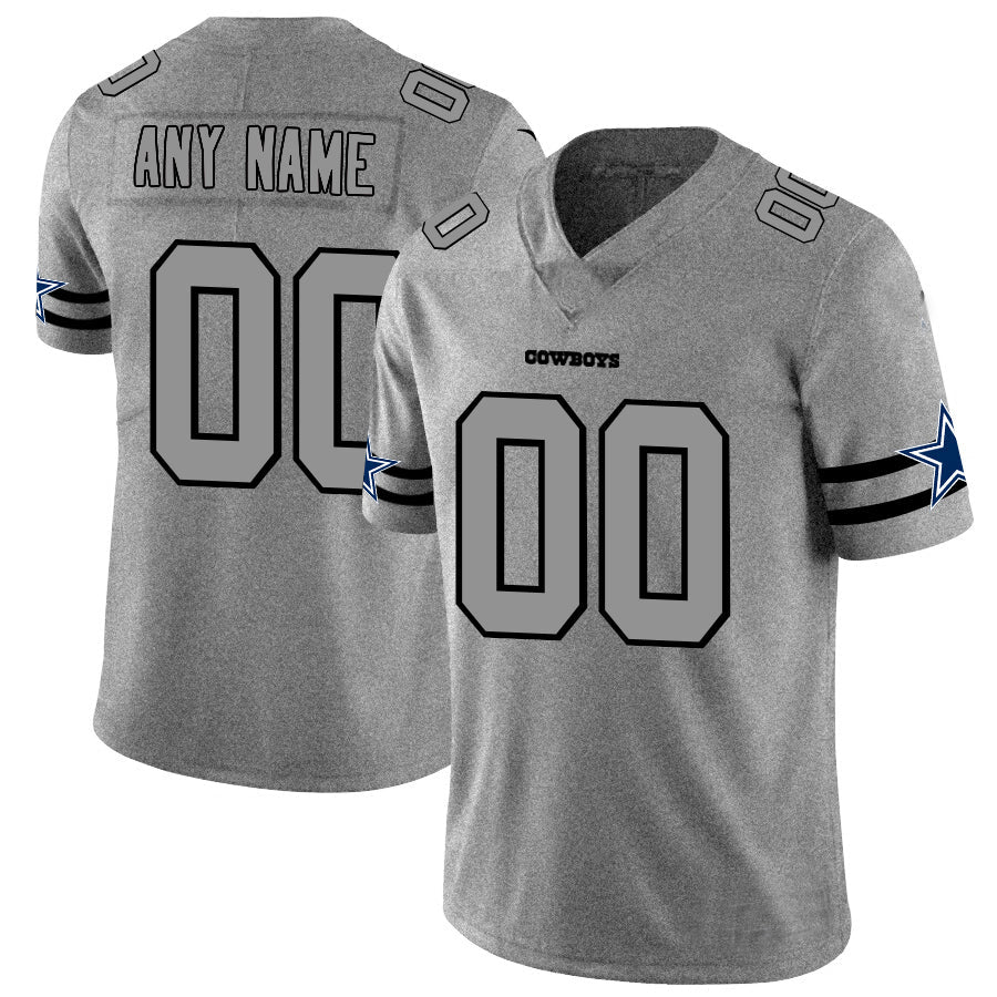 Custom1 Dallas Cowboys 2019 Gray Gridiron Gray Vapor Untouchable Limited Jersey1 Stitched Jersey1 Football Jerseys football jersey product view 1