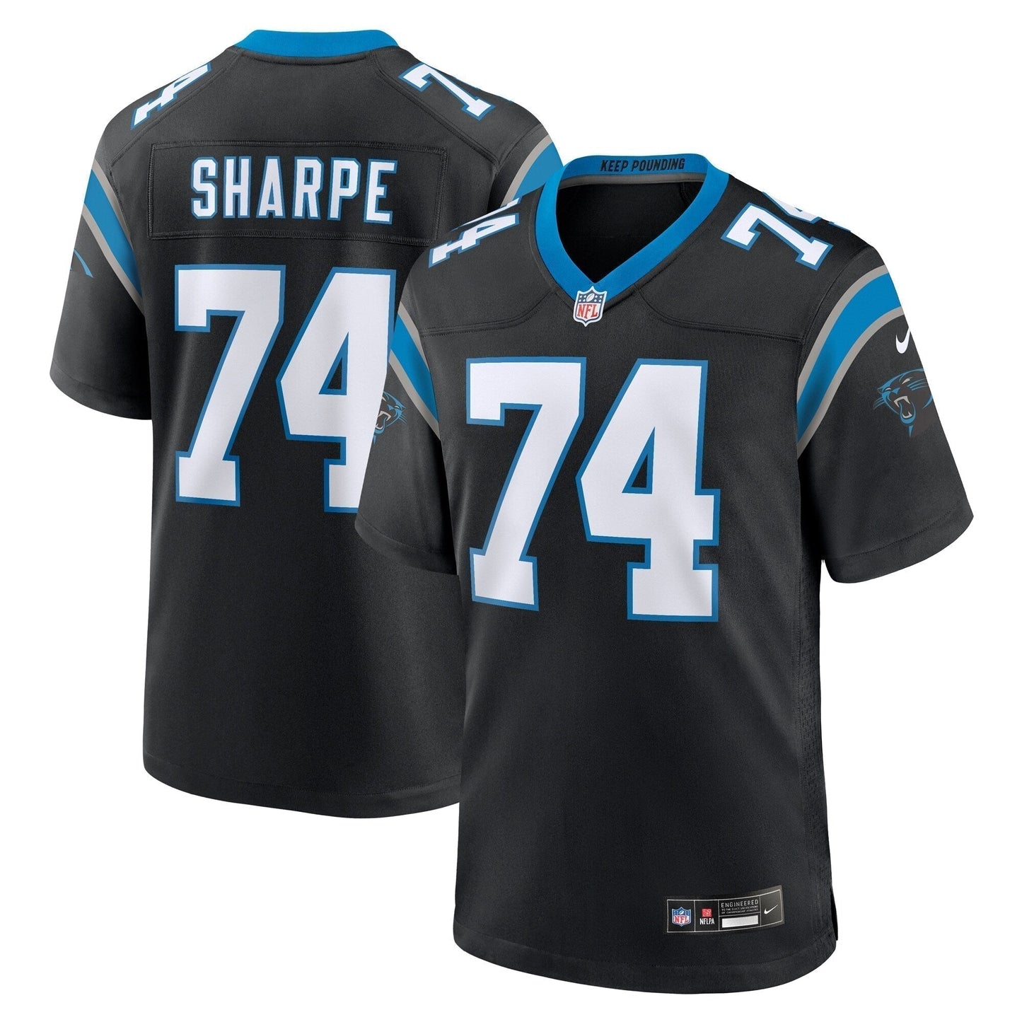 David Sharpe Carolina Panthers Team Game Jersey - Black football jersey product view 1