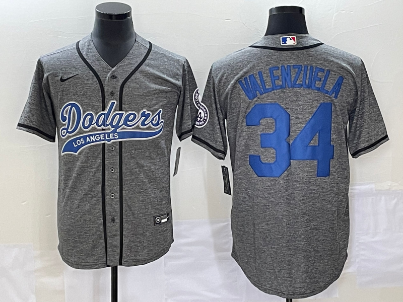 Men's Los Angeles Dodgers Fernando Valenzuela Gray Game Jersey Joint Edition baseball jersey product view 1