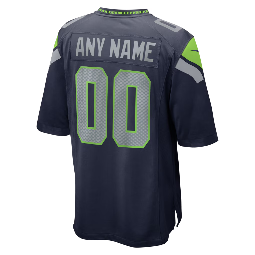 Men's Seattle Seahawks College Navy Super Bowl LX Patch Custom Game Jersey football jersey product view 3