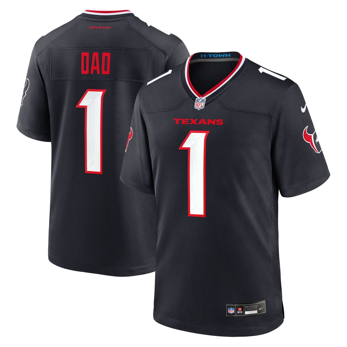 Houston Texans #1 Dad Game Jersey - Navy football jersey product view 1
