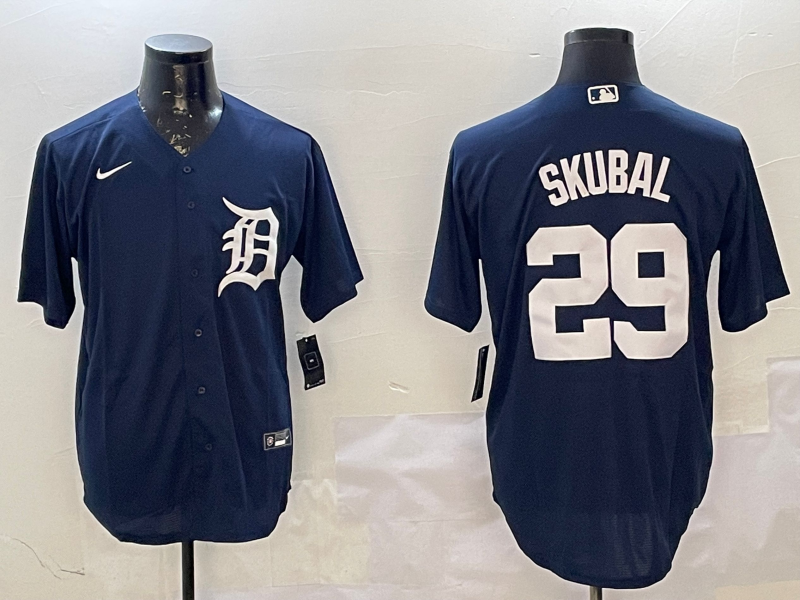Men's Detroit Tigers Tarik Skubal #29 Navy Replica Player Jersey baseball jersey product view 1