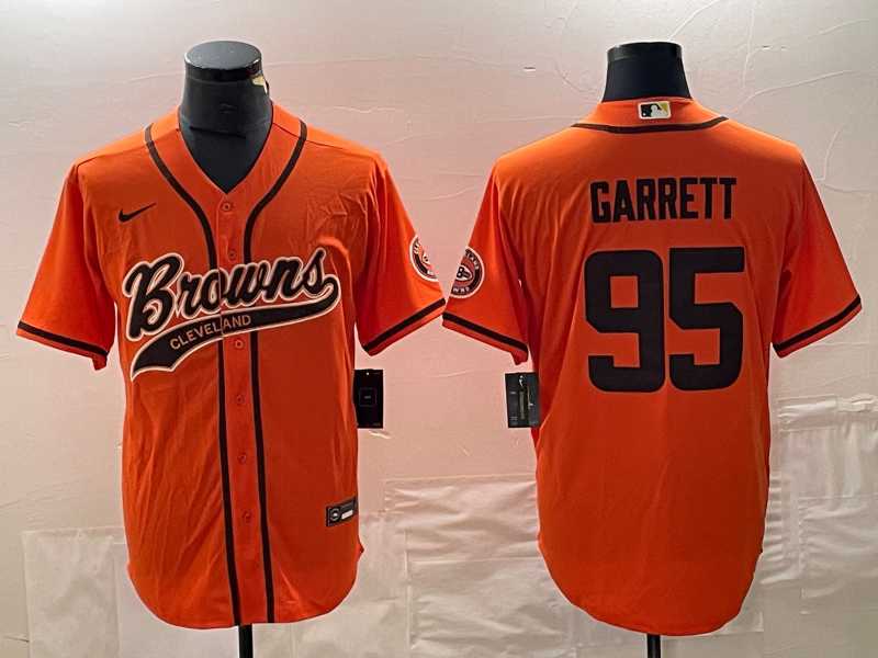 Men's Cleveland Browns Myles Garrett Orange Game Jersey Joint Edition football jersey product view 1