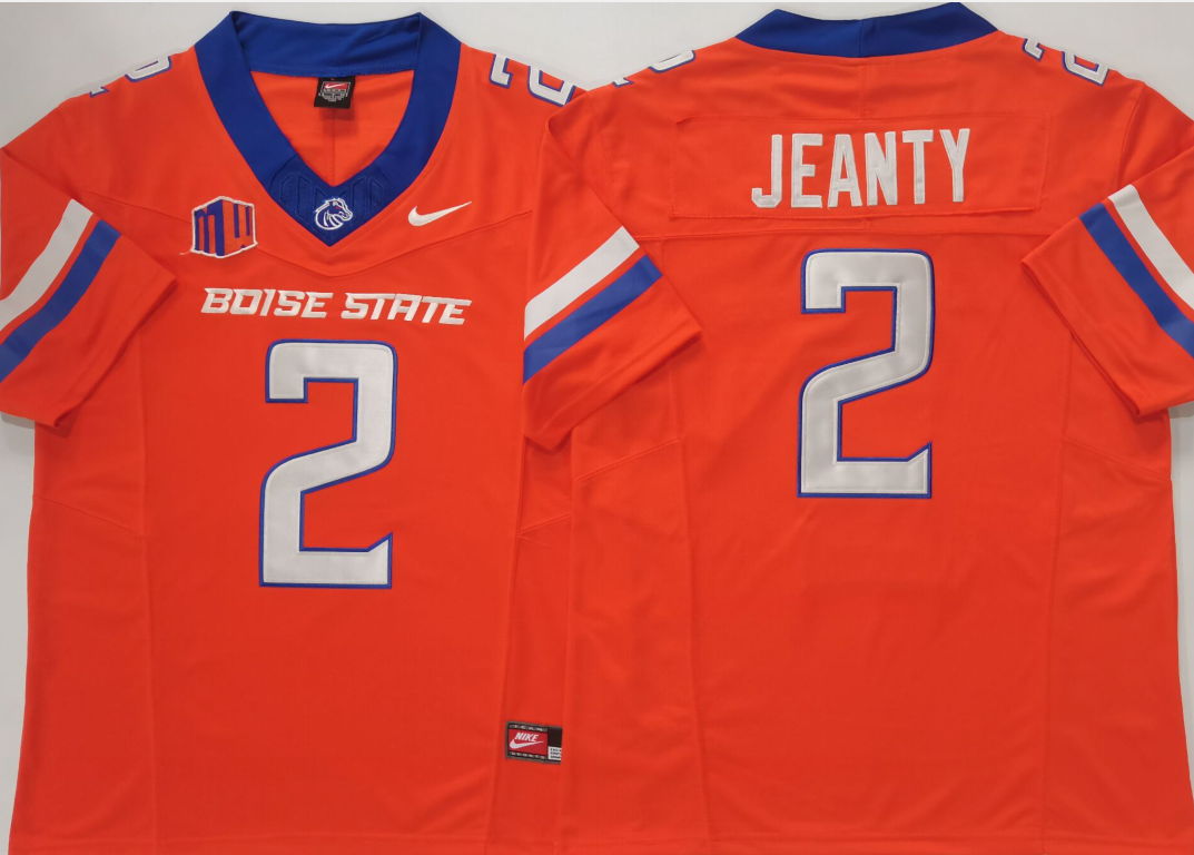 Men's Boise State Broncos Ashton Jeanty Orange Player Game Jersey football jersey product view 1
