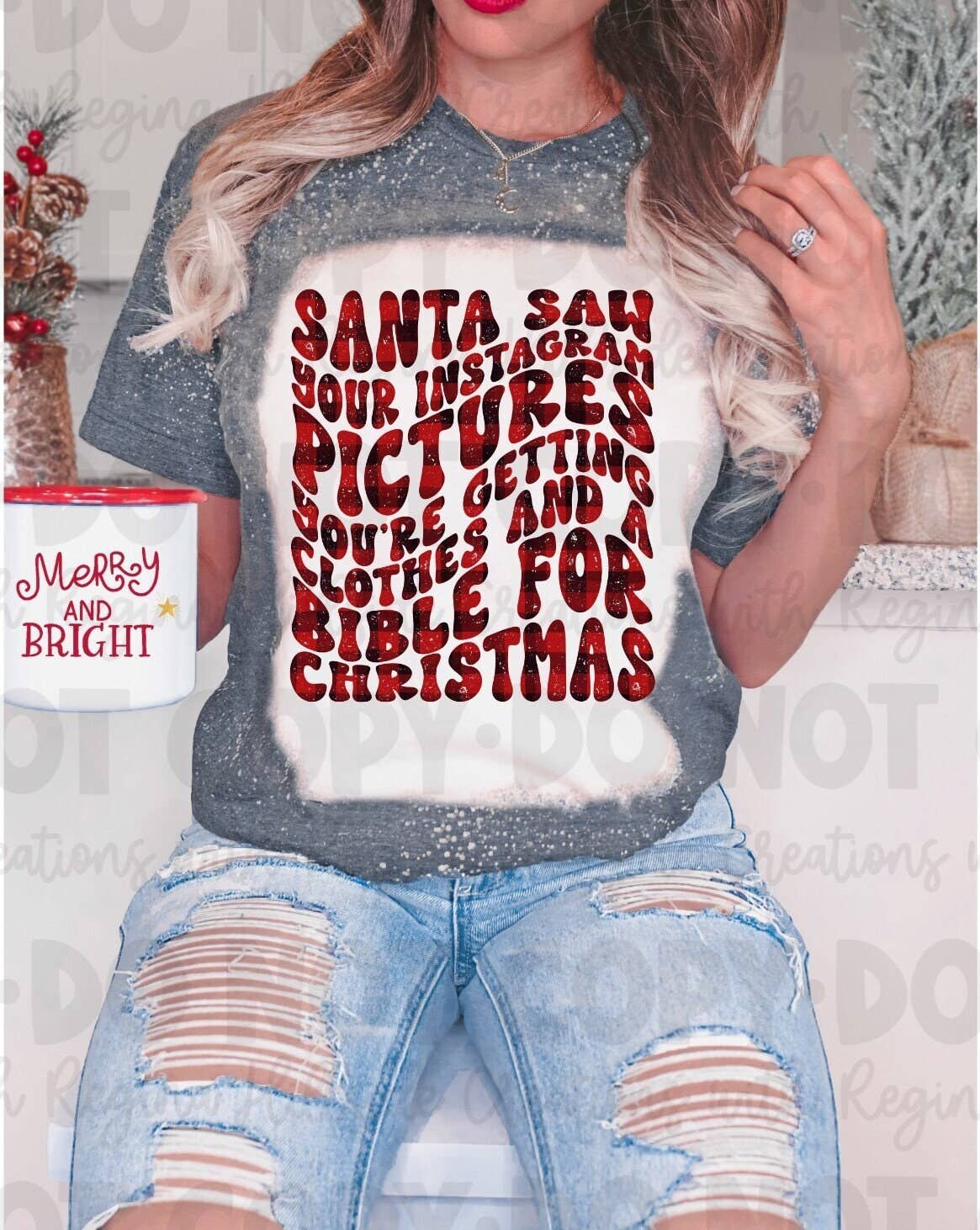 Funny Bleached Christmas Tee Santa Sees Instagram Pics Unisex T-shirt, Sweatshirt, Hoodie, Long Sleeve Tee - T-Shirt, Sweatshirt, Hoodie