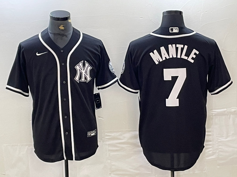 Men's New York Yankees Mickey Mantle #7 Black Limited Jersey baseball jersey product view 1