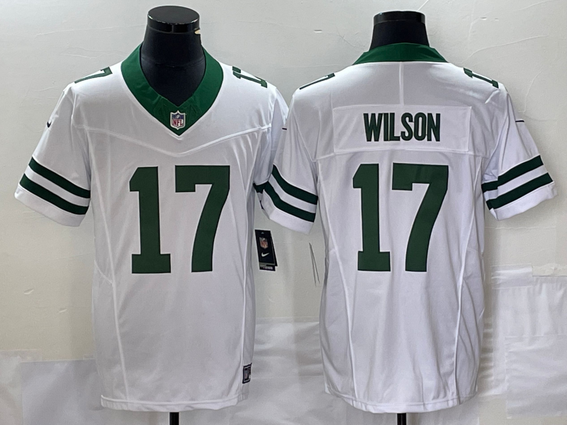 Men's New York Jets Garrett Wilson White Legacy Vapor F.U.S.E. Limited Jersey football jersey product view 1
