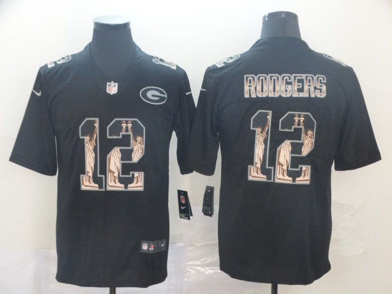 Men's Green Bay Packers #12 Aaron Rodgers Black Game Jersey1 football jersey product view 1