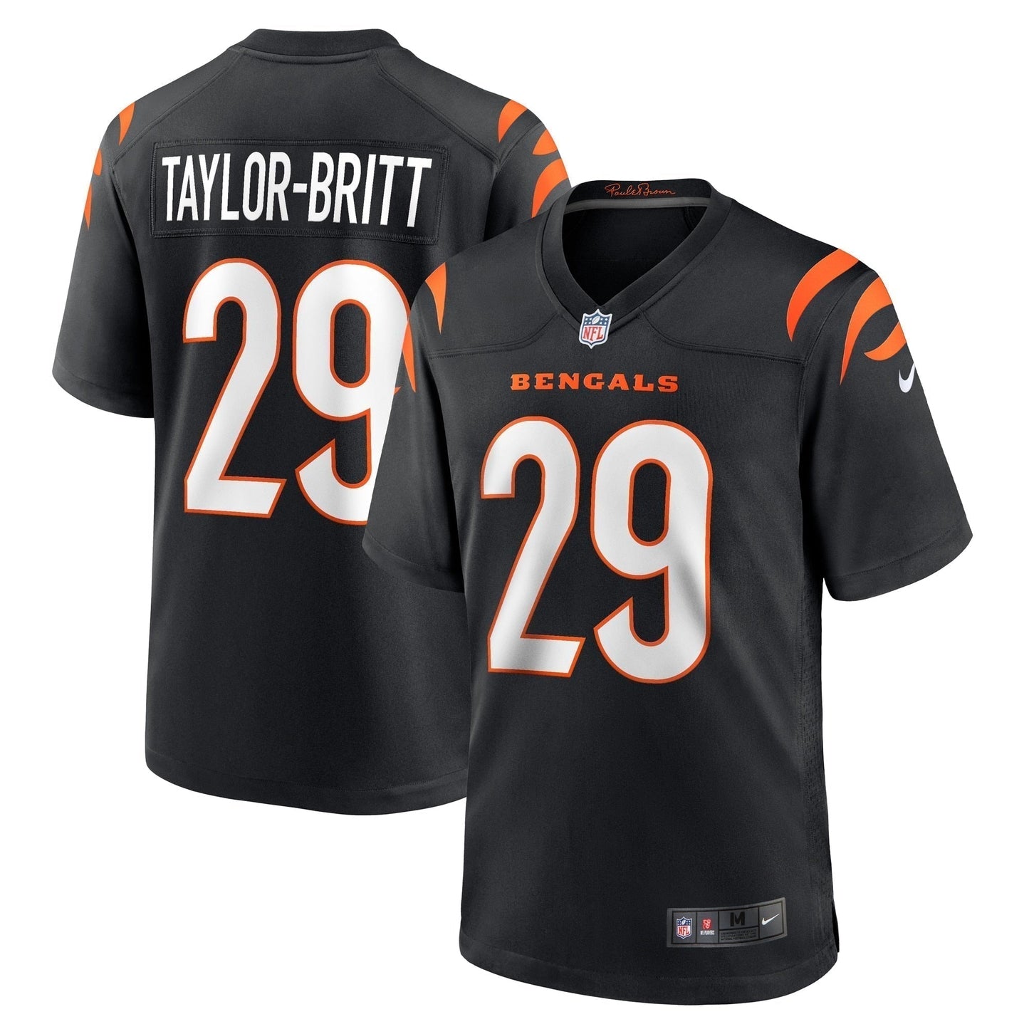Cam Taylor-Britt Cincinnati Bengals Game Jersey - Black football jersey product view 1
