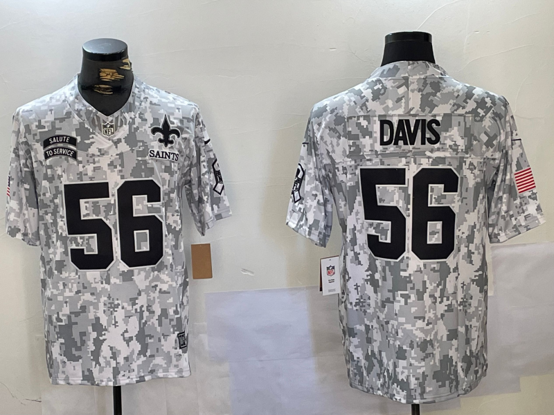 Men's New Orleans Saints Demario Davis Arctic Camo 2024 Salute to Service Limited Jersey football jersey product view 1