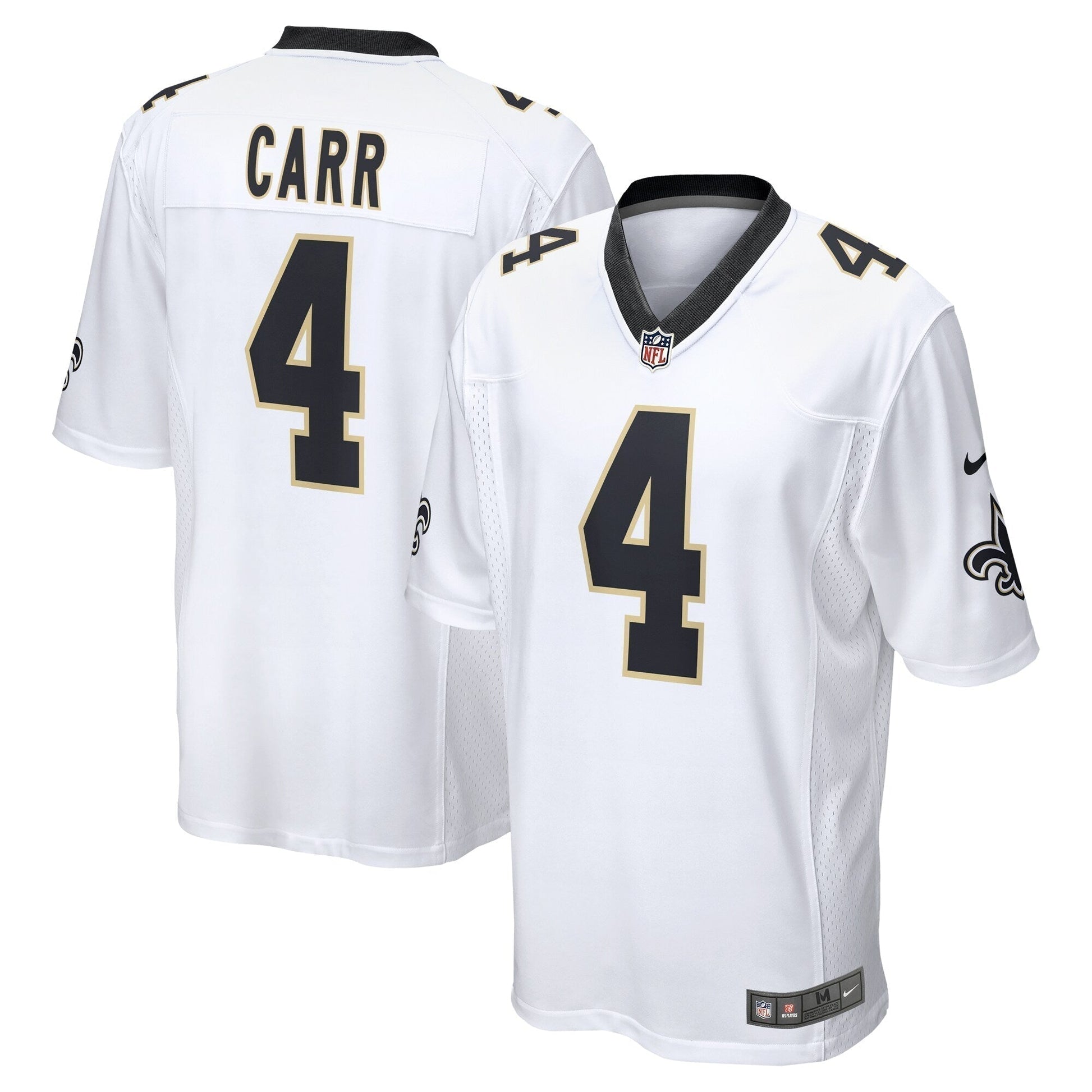 Derek Carr New Orleans Saints Game Jersey - White football jersey product view 1