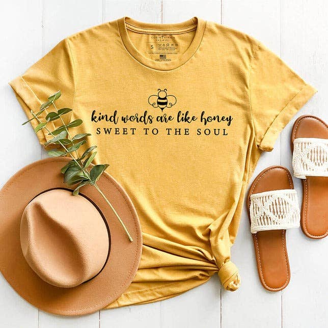 Kind Words Are Like Honey Graphic Tee Shirt Unisex T-shirt, Sweatshirt, Hoodie, Long Sleeve Tee - T-Shirt, Sweatshirt, Hoodie